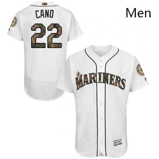 Mens Majestic Seattle Mariners 22 Robinson Cano Authentic White 2016 Memorial Day Fashion Flex Base Jersey